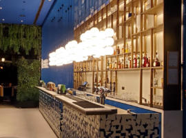 CYAN RESTAURANT ANDAZ CAPITAL GATE ABU DHABI CUSTOM MADE JOINERY FITOUT LIGHTING