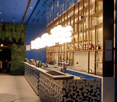 CYAN RESTAURANT ANDAZ CAPITAL GATE ABU DHABI CUSTOM MADE JOINERY FITOUT LIGHTING